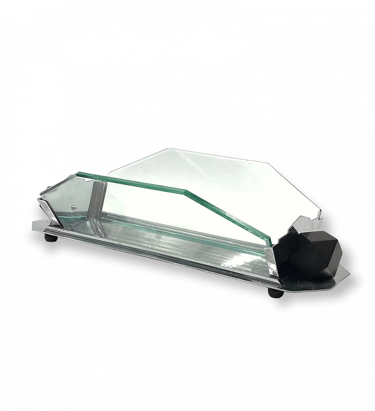 Cubist Art Deco style centrepiece in glass and wood, 1930s 23