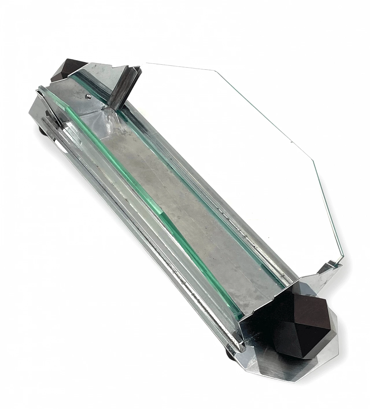 Cubist Art Deco style centrepiece in glass and wood, 1930s 24