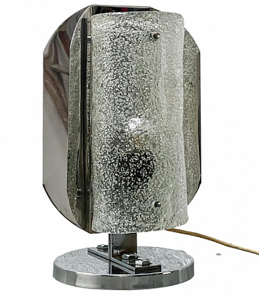 Table lamp in metal and frosted Murano glass, 1970s