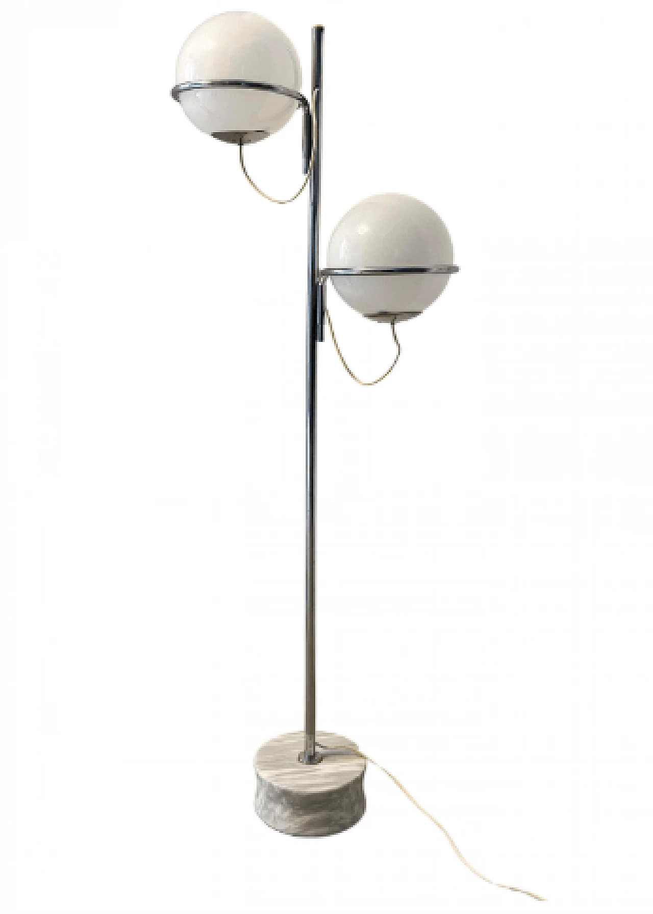 Metal and glass floor lamp with marble base, 1970s 1