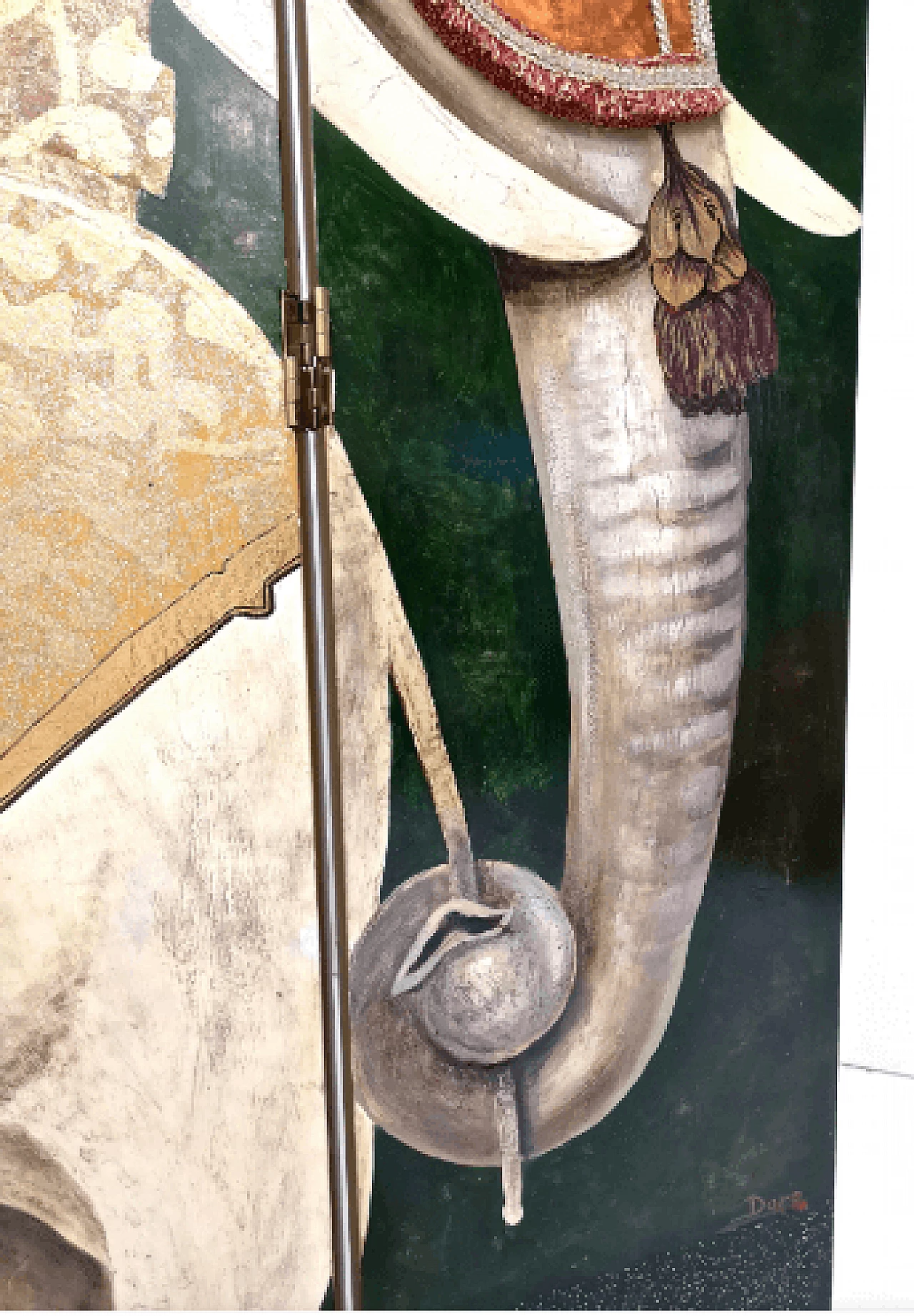 Screen with elephants and fabric details by Doro, 1980s 13