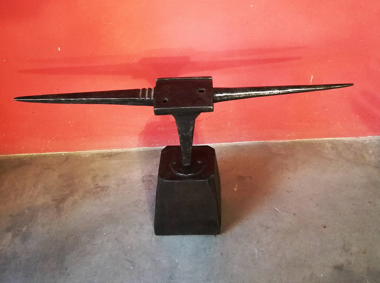 Steel anvil with wood stand, 19th century 2