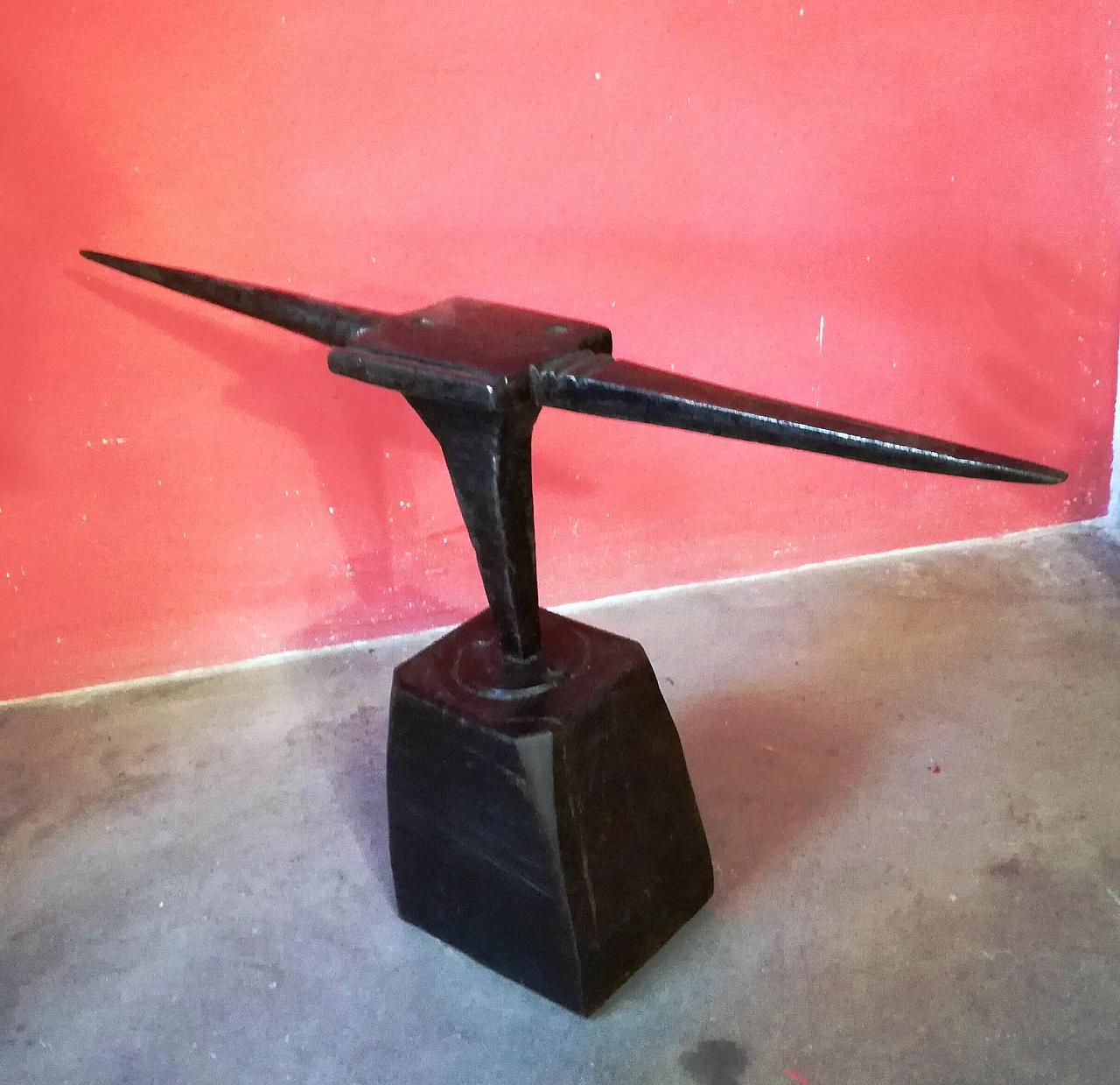 Steel anvil with wood stand, 19th century 5