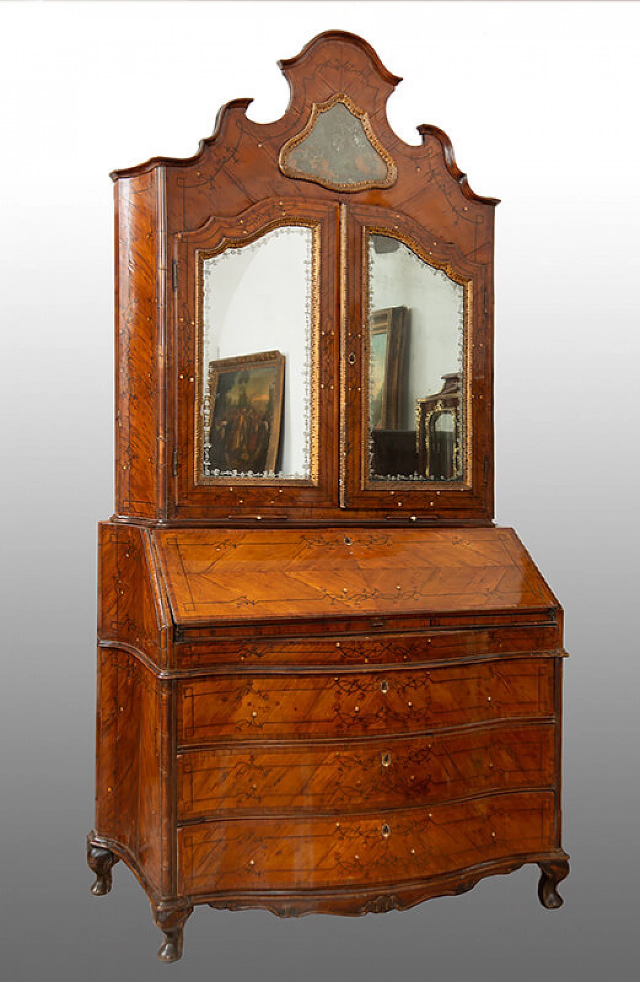 Trumeau Louis XV in walnut and exotic woods, 18th century 1