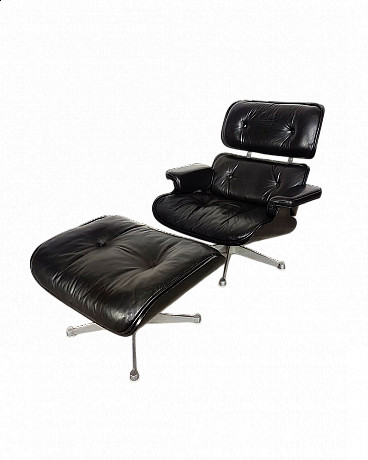 Armchair 670/B with footstool 671/B by Charles and Ray Eames for Herman Miller and ICF, 1980s