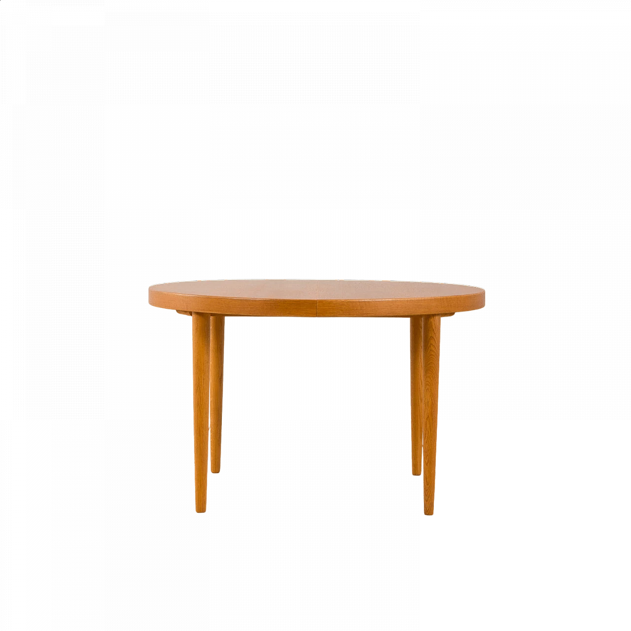 Tavolo rotondo allungabile in rovere attribuito a Kai Kristiansen, anni '60 11