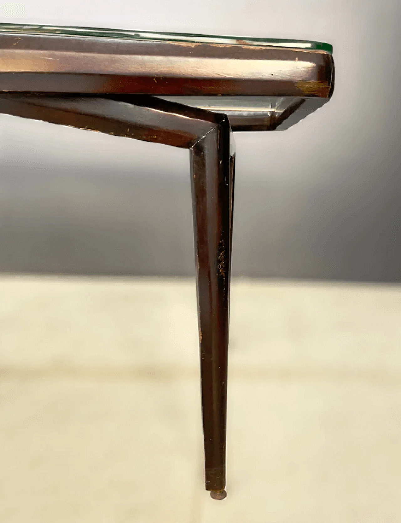 Wood, glass and brass table attributed to Giovanni Ferrabini, 1950s 4