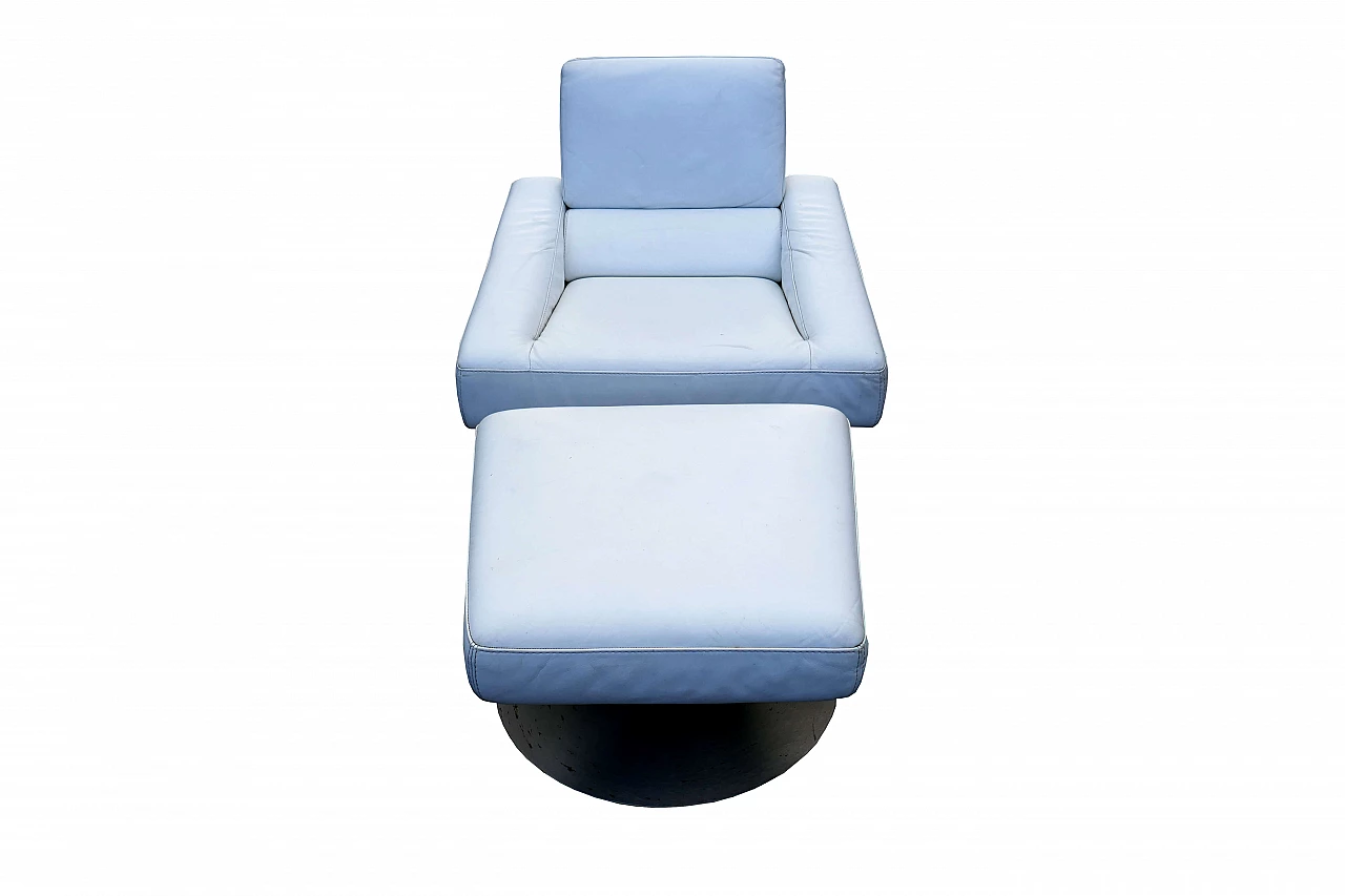 Armchair and pouf by J. H. Hicolity for Nicoletti, 1980s 1