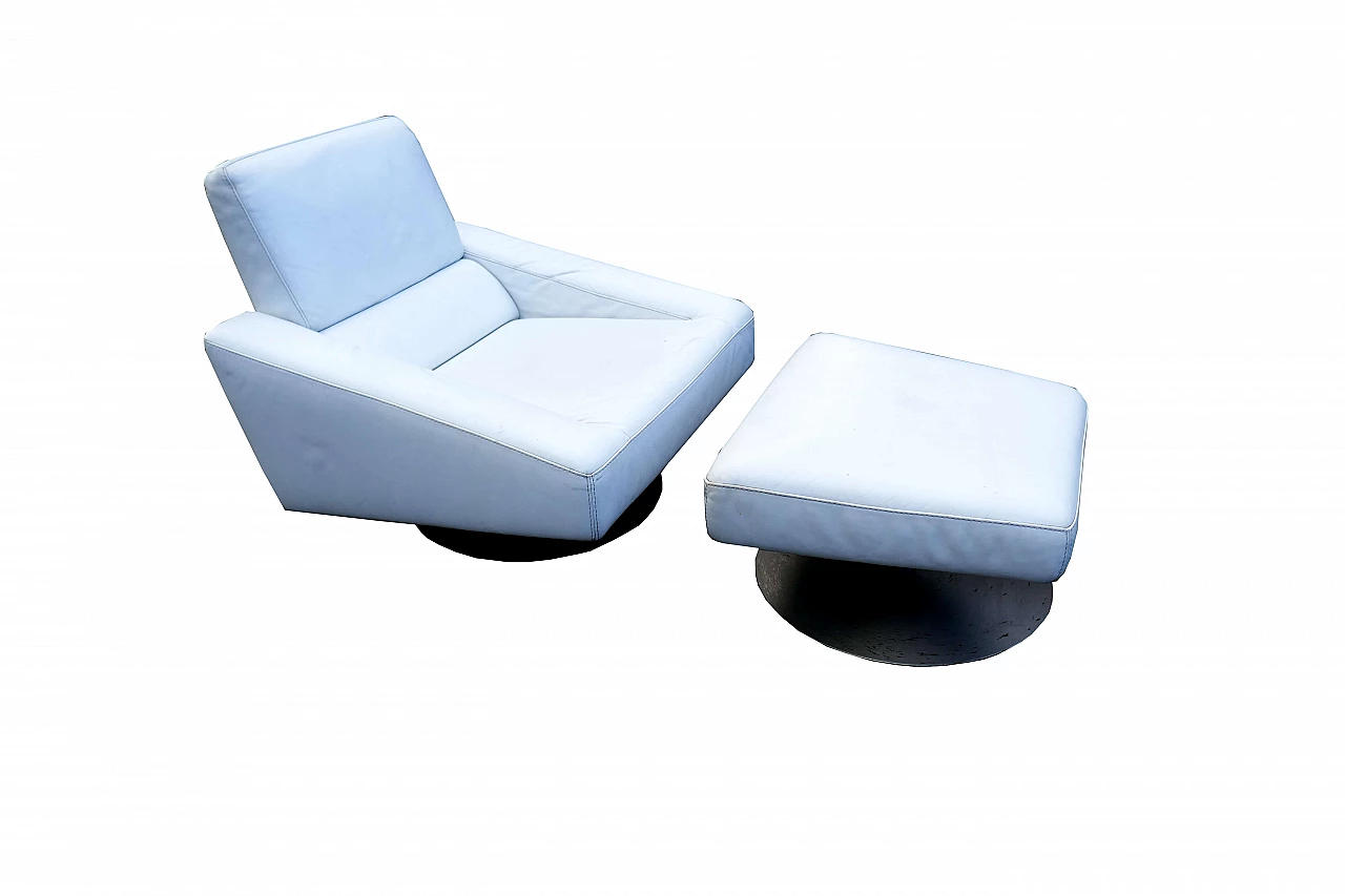 Armchair and pouf by J. H. Hicolity for Nicoletti, 1980s 2