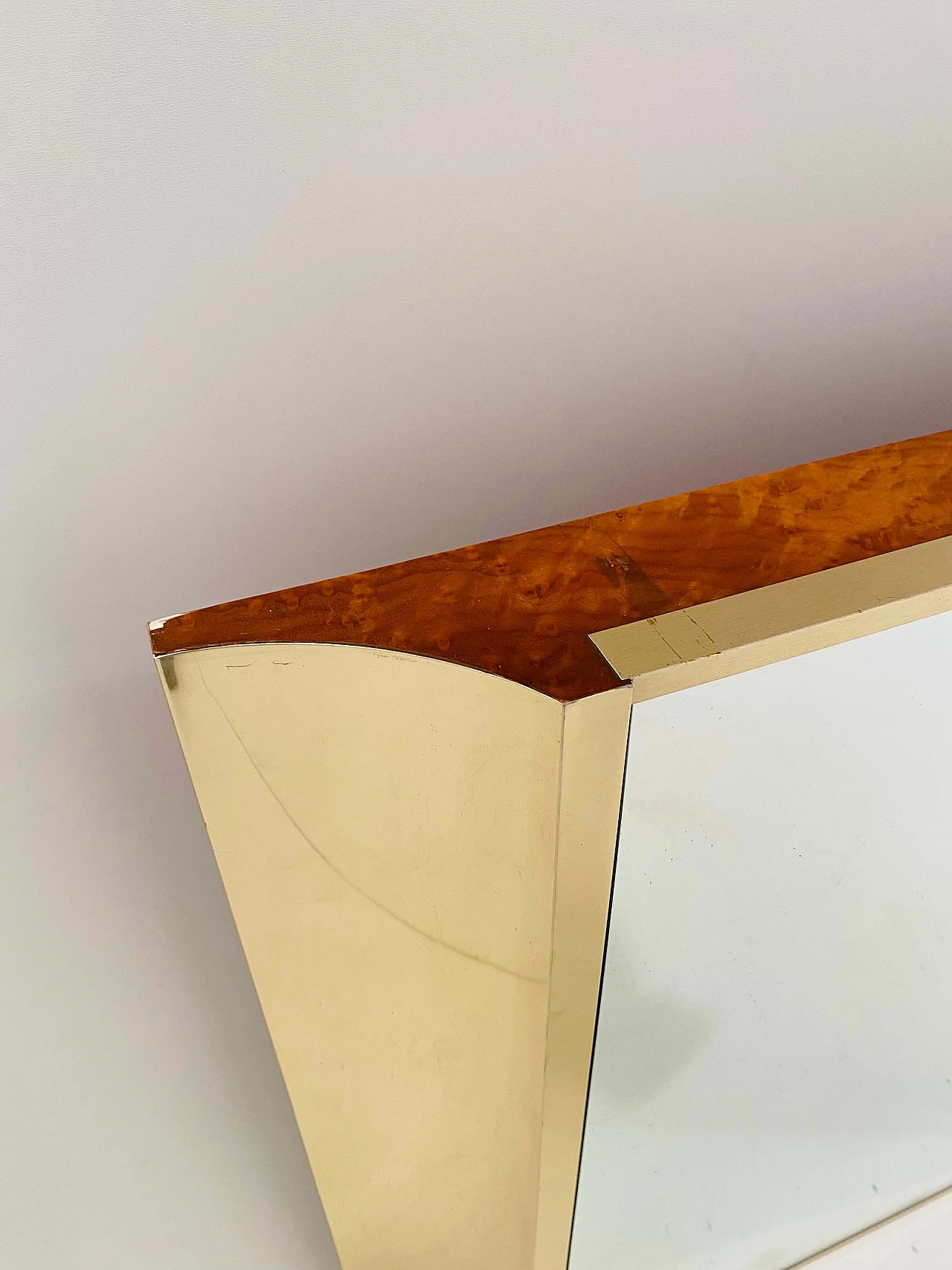 Gilded mirror with walnut-root frame, 1970s 8