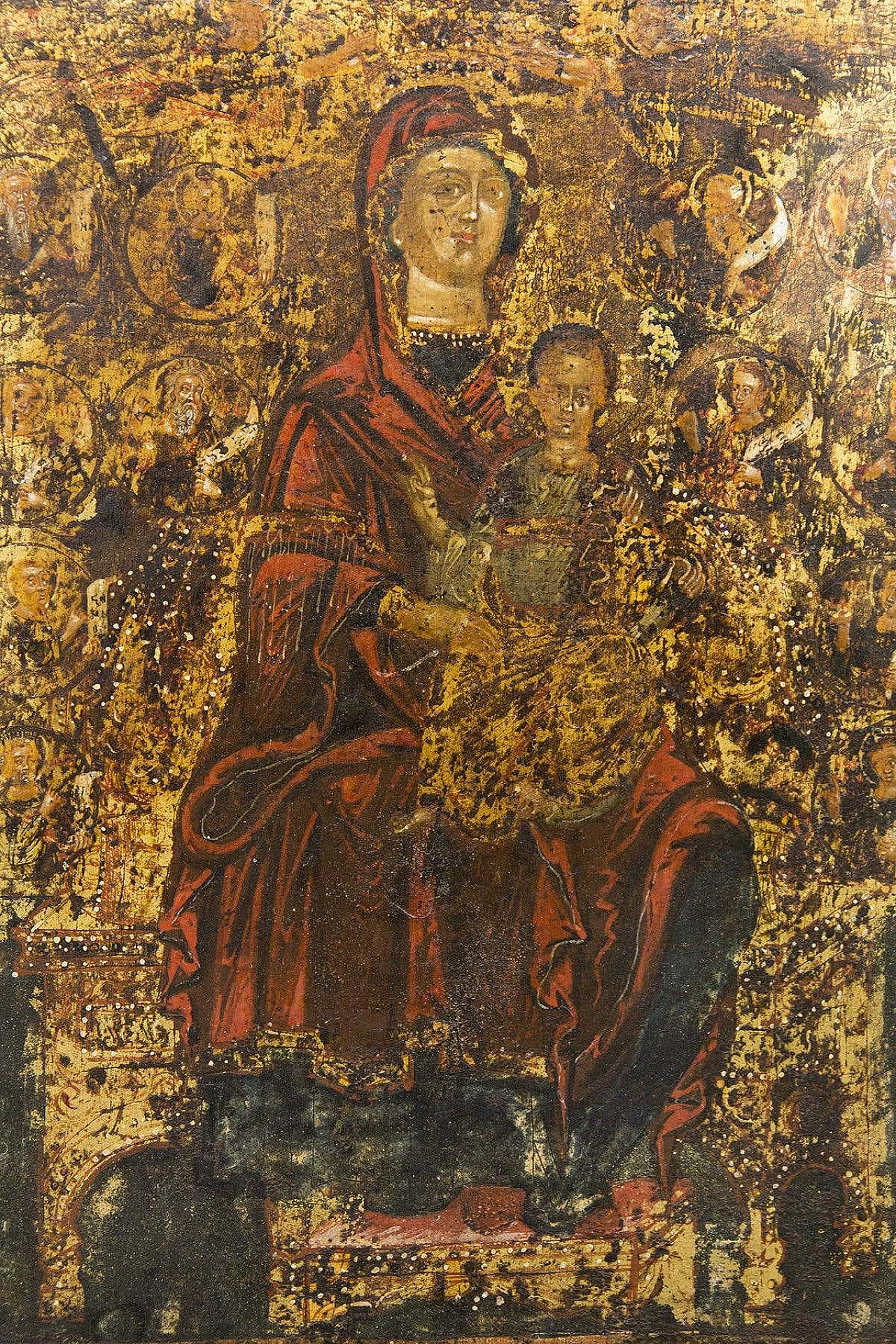 Icon depicting the Virgin Mary with Jesus and the twelve apostles 1