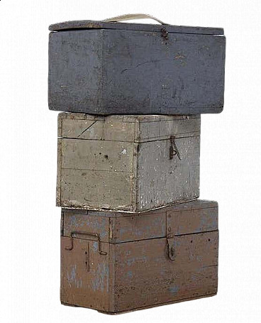 3 Wooden boxes in Rustic Chic style, 1920s