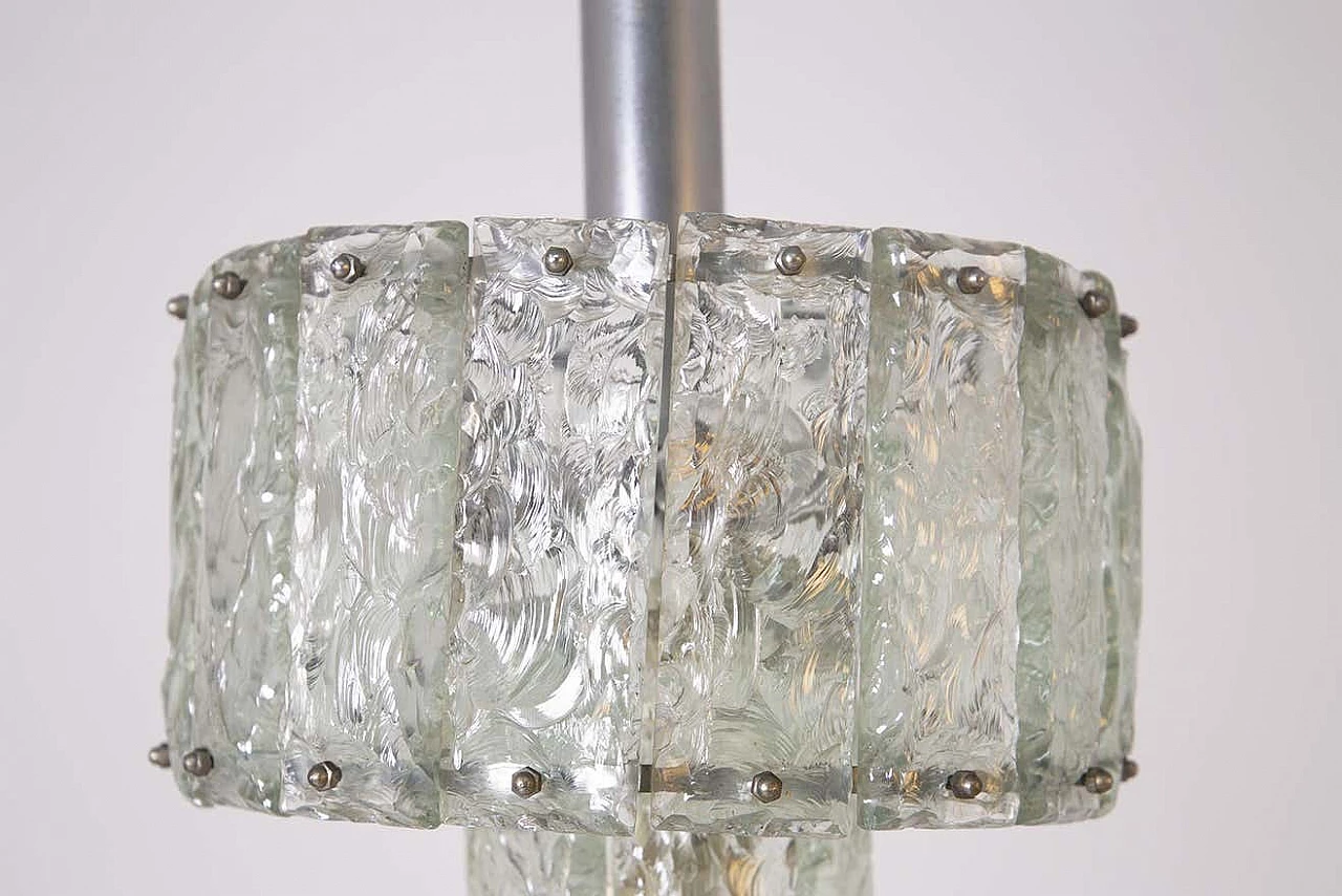 Hammered glass and nickel-plated brass chandelier, 1960s 3