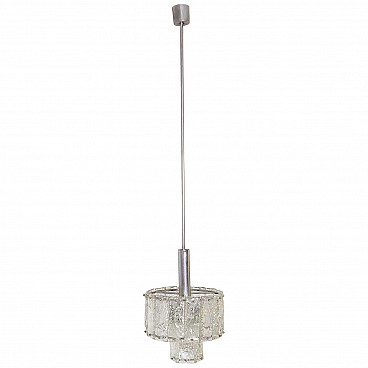 Hammered glass and nickel-plated brass chandelier, 1960s