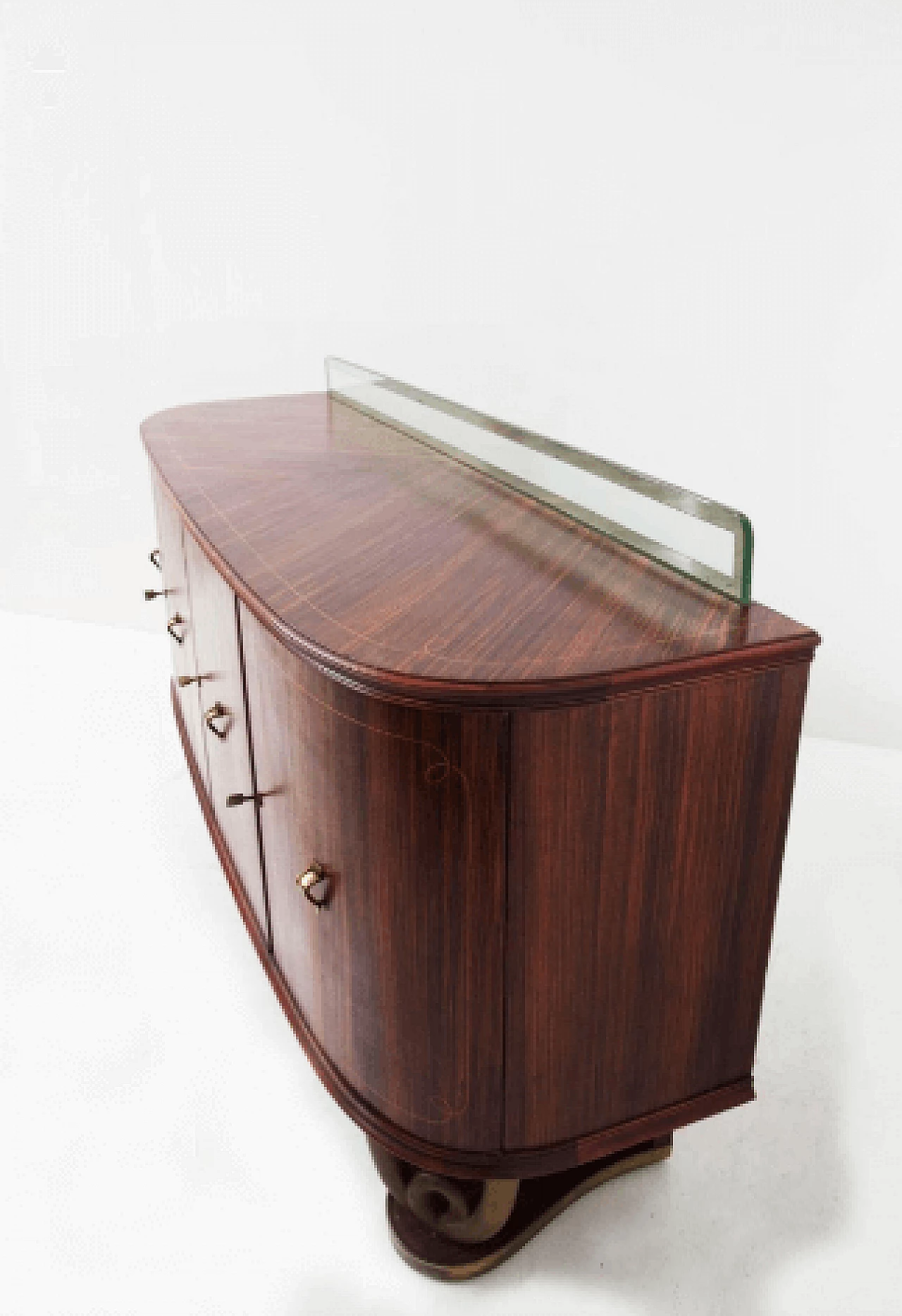 Wood, brass and glass sideboard attributed to Paolo Buffa, 1950s 18