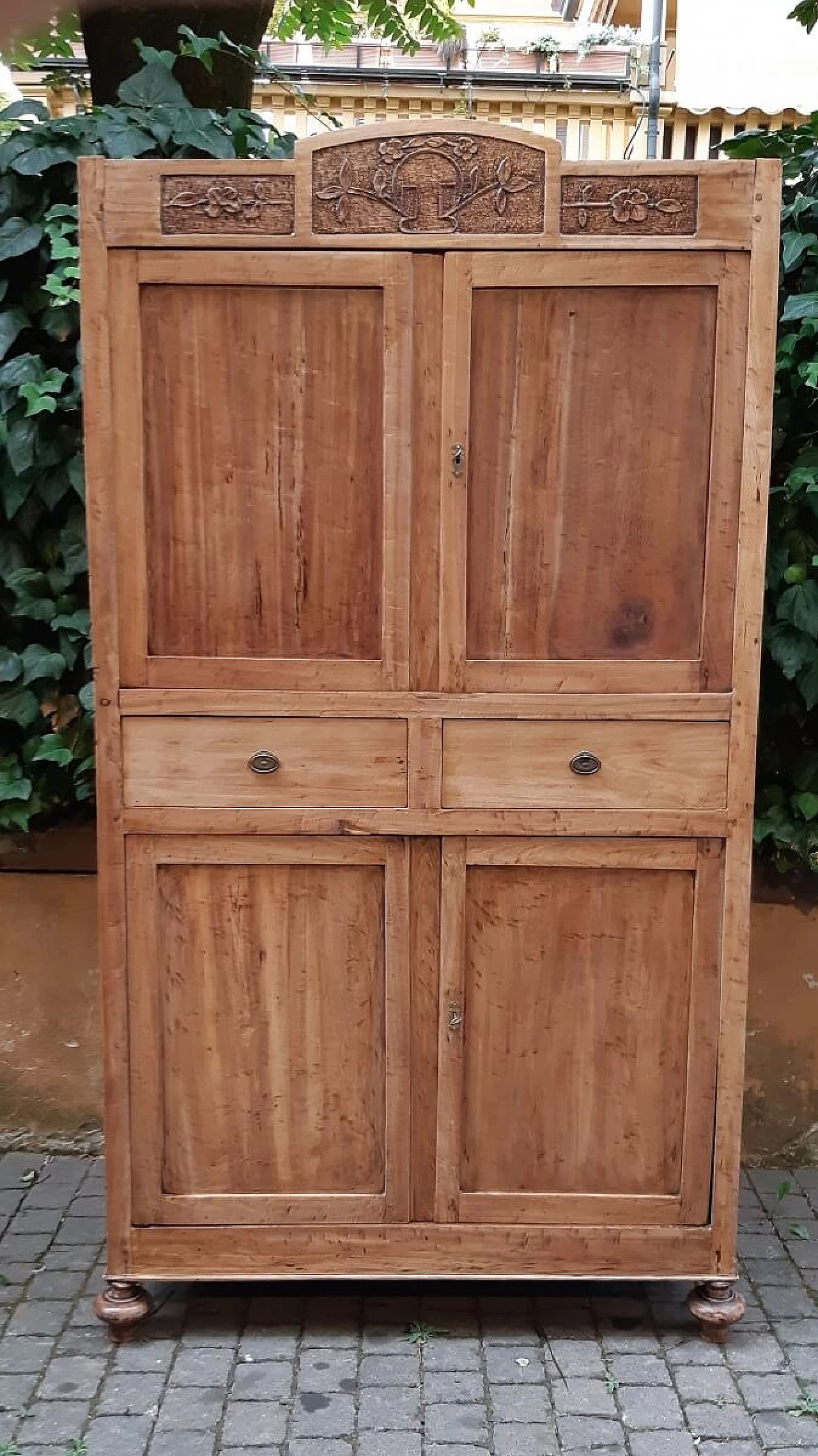 Credenza a quattro ante in olmo massello, fine '800 4