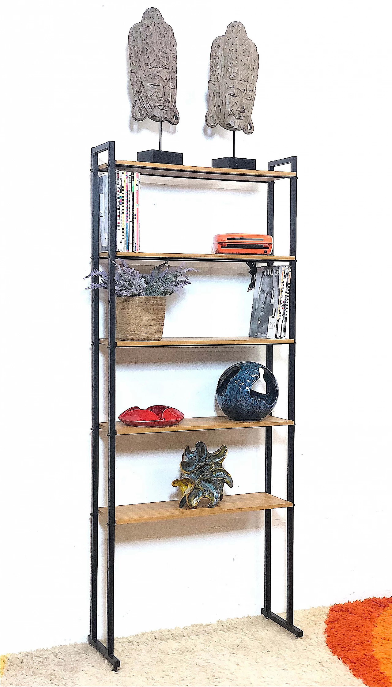 Modular one-bay bookcase with adjustable shelves, 1960s 8