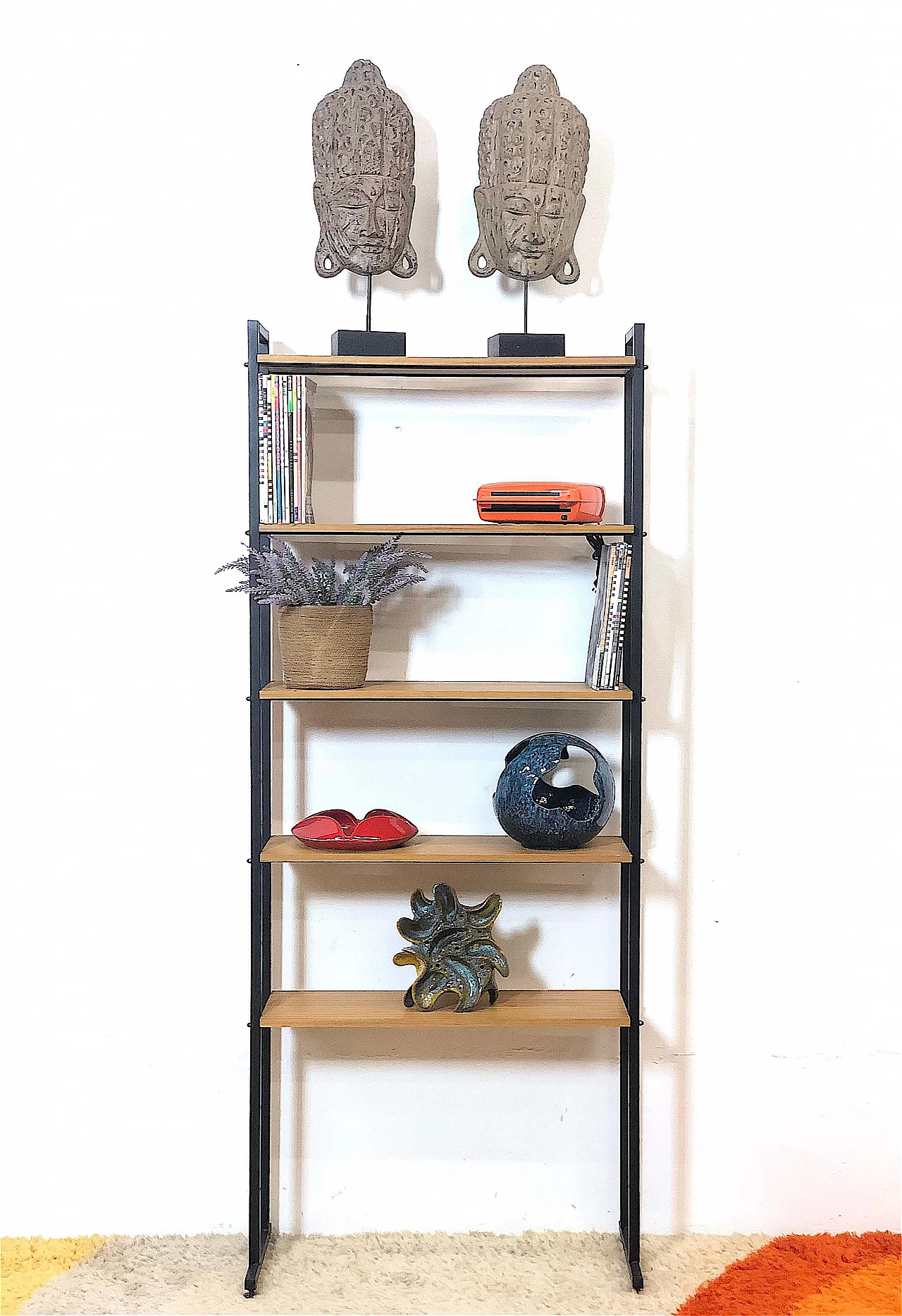 Modular one-bay bookcase with adjustable shelves, 1960s 9