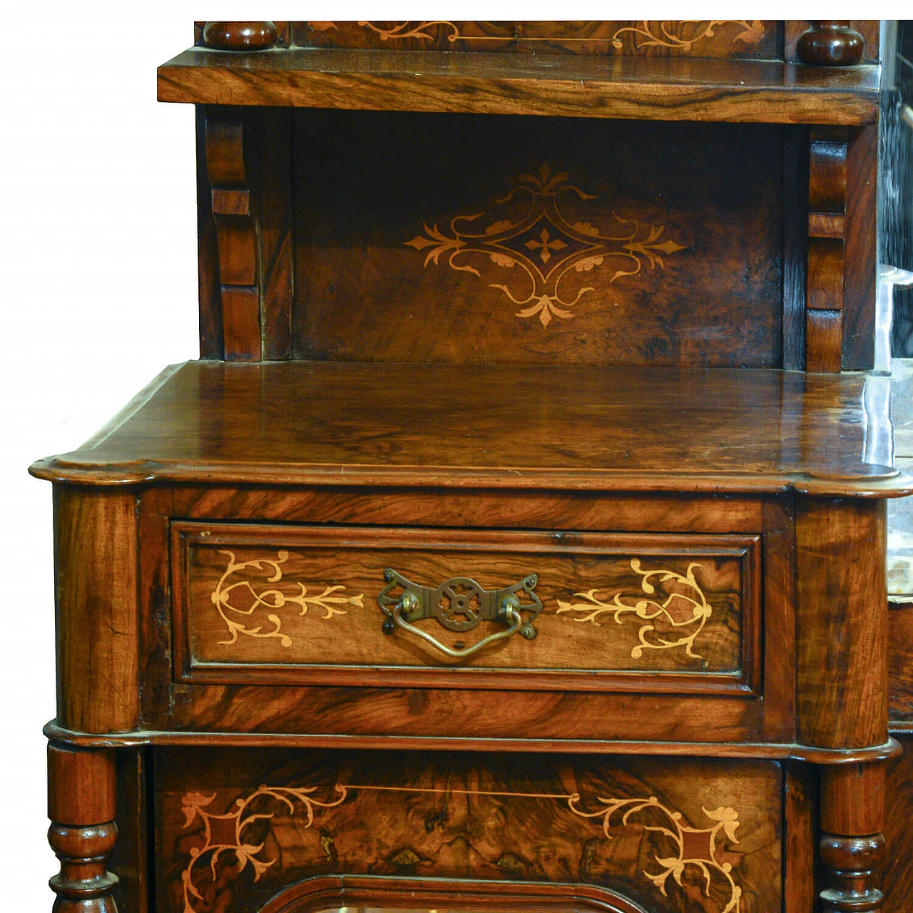 Inlaid walnut sideboard with mirror and marble top, mid-19th century 3