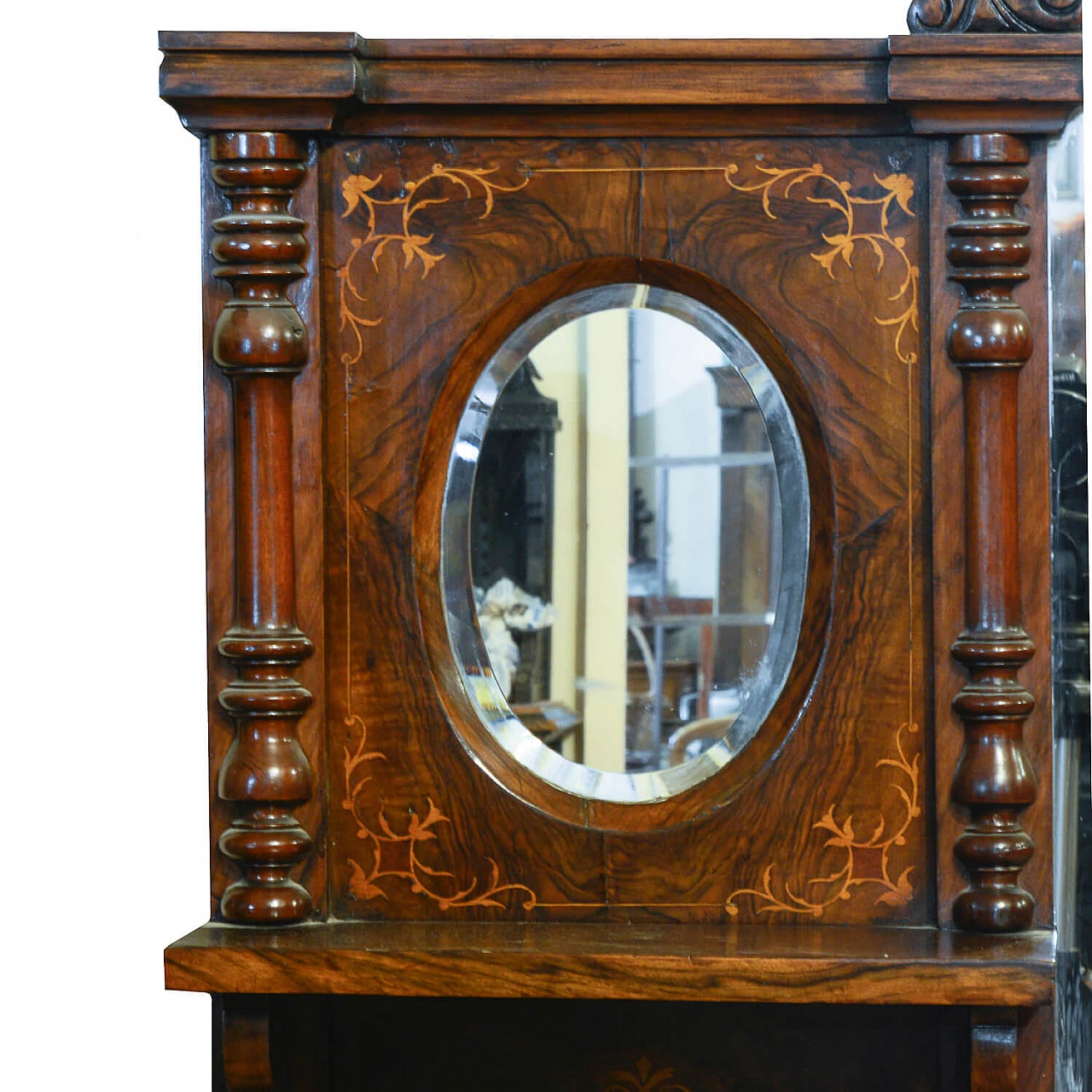 Inlaid walnut sideboard with mirror and marble top, mid-19th century 4