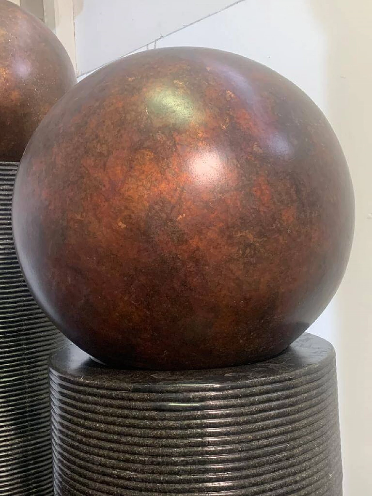 Fibreglass fountain with rotating copper spheres by Ravi Shing, 1990 4