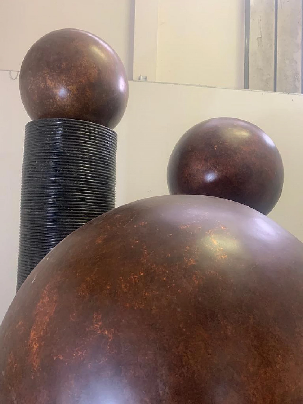 Fibreglass fountain with rotating copper spheres by Ravi Shing, 1990 9
