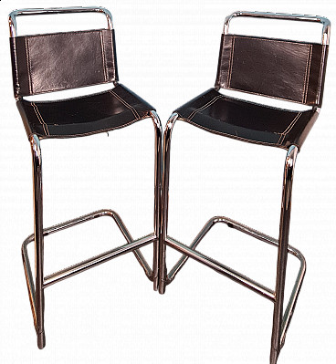 Pair of steel and leather stools by Mart Stam, 1980s