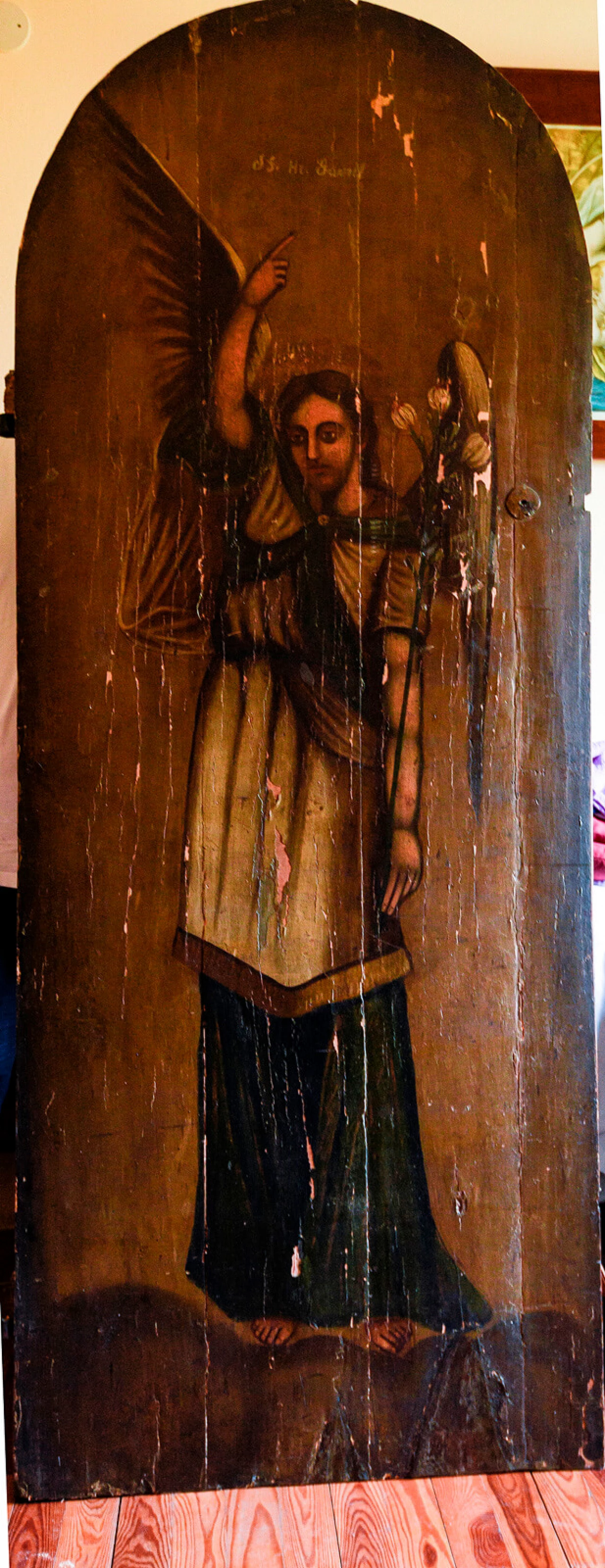 Dipinto su porta in legno raffigurante San Gabriele Arcangelo, '700 2