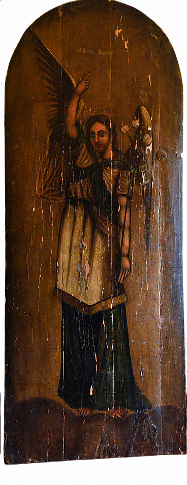 Painting on wooden door depicting Saint Gabriel Archangel, 18th century
