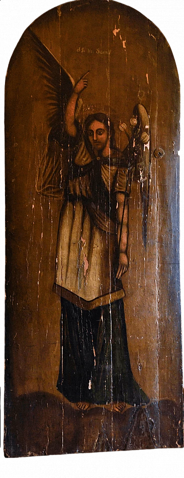 Dipinto su porta in legno raffigurante San Gabriele Arcangelo, '700