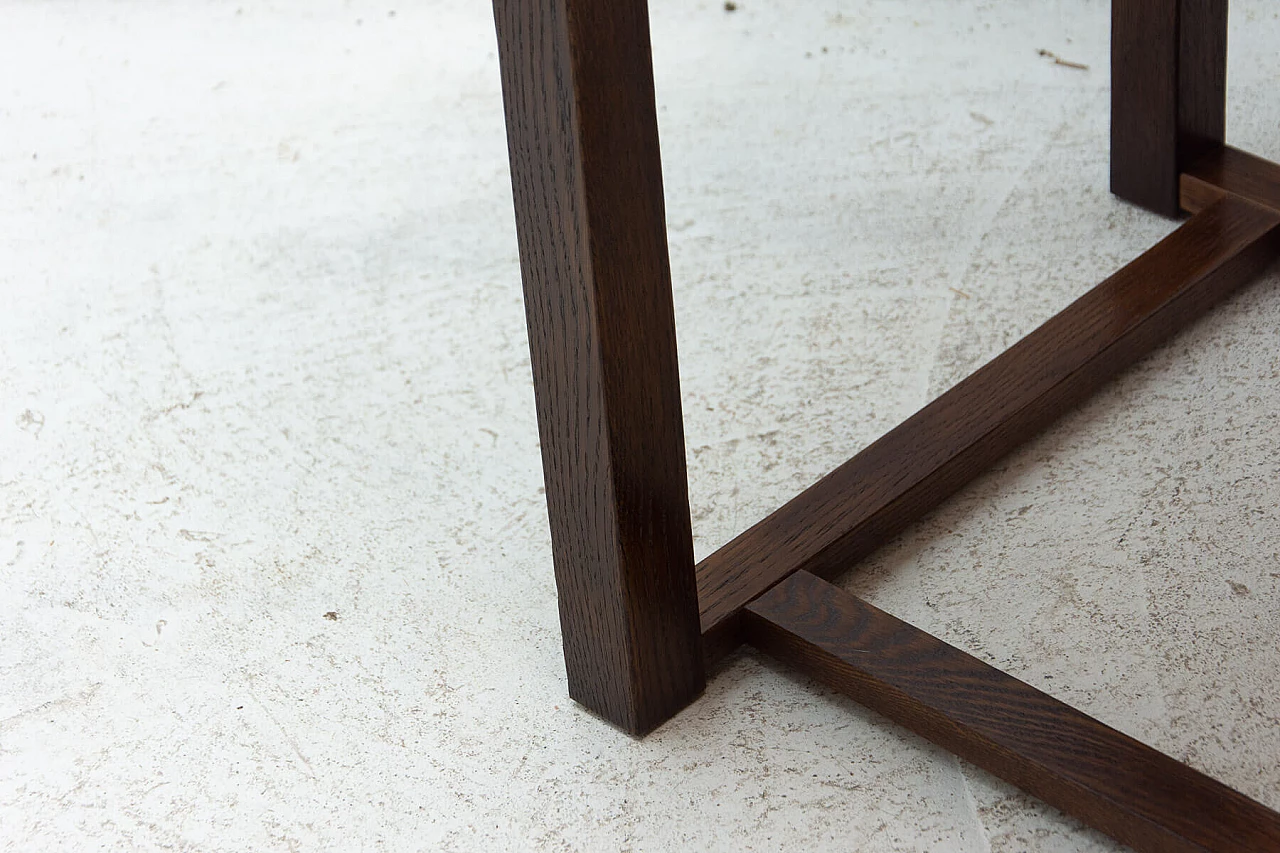 Tavolino quadrato Art Déco in rovere con doppio ripiano, anni '50 7