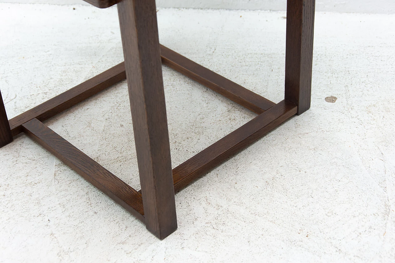 Tavolino quadrato Art Déco in rovere con doppio ripiano, anni '50 8