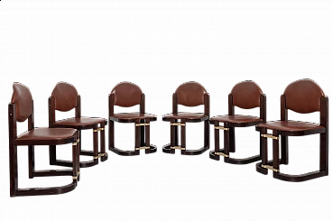 Attr. Augusto Savini 6 faux leather armchairs, 1970s