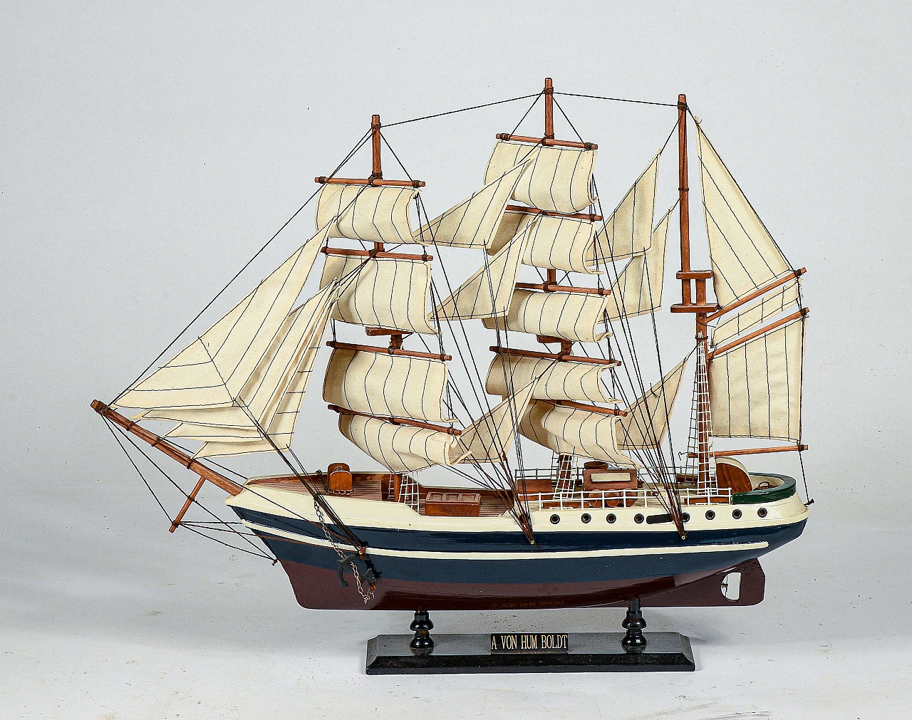 Model sailing ship made of wood and fabric, 1980s 1