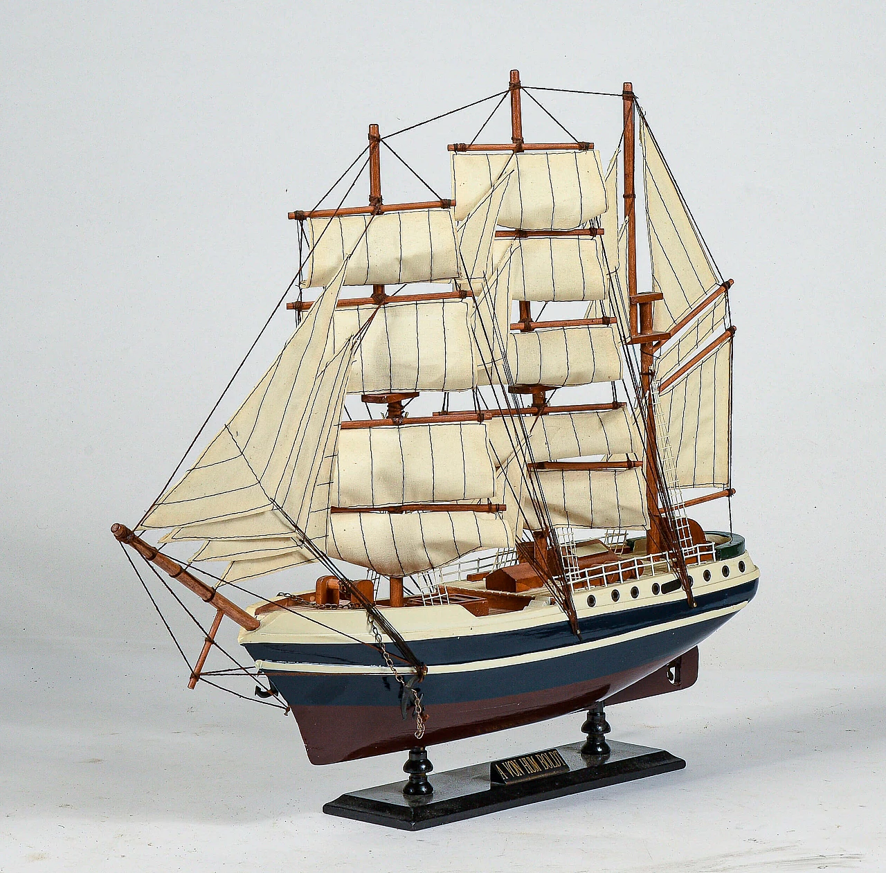 Model sailing ship made of wood and fabric, 1980s 2