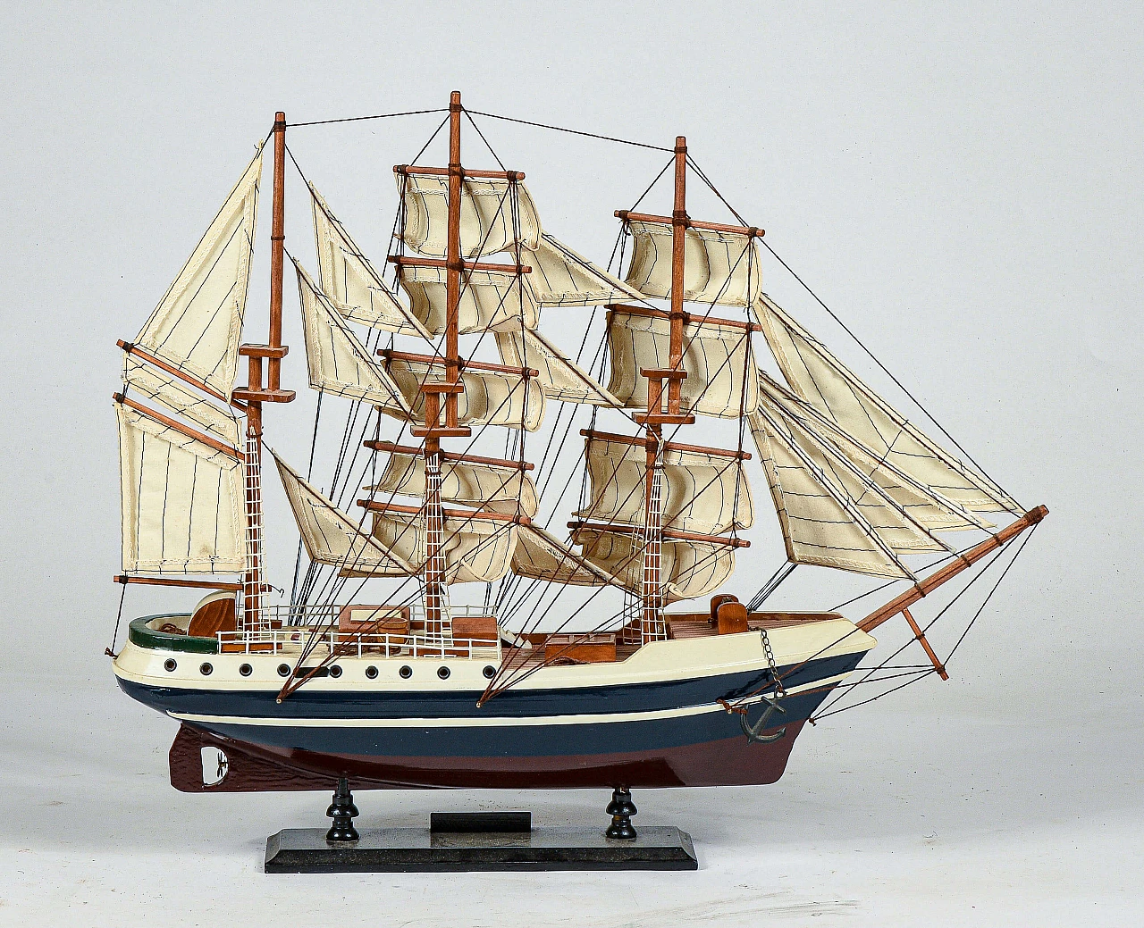 Model sailing ship made of wood and fabric, 1980s 3