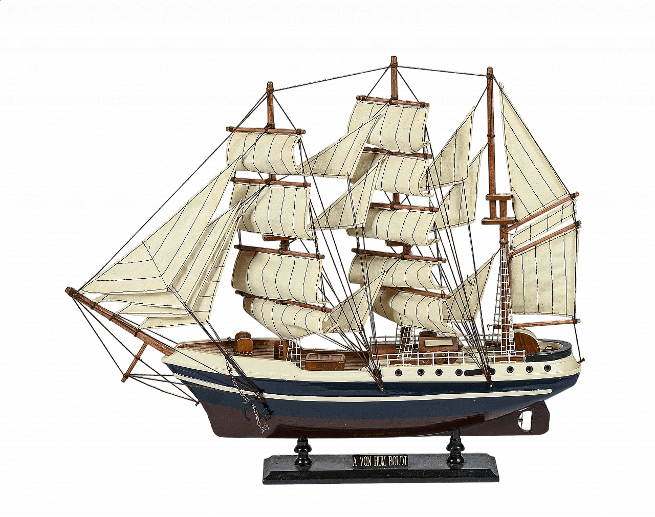 Modellino di veliero in legno e tessuto, anni '80 7