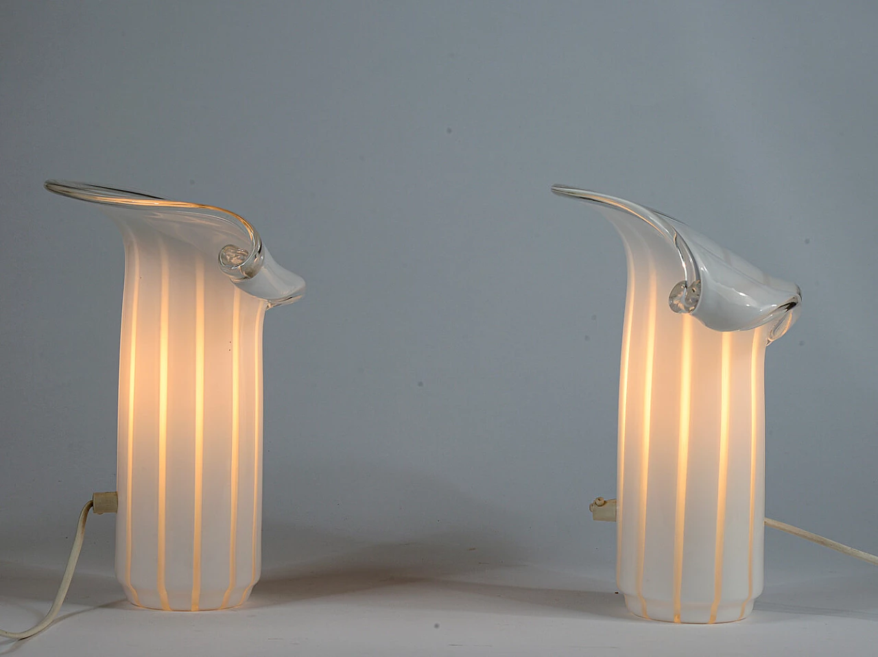 Coppia di lampade da tavolo Calla in vetro di Murano, anni '80 3