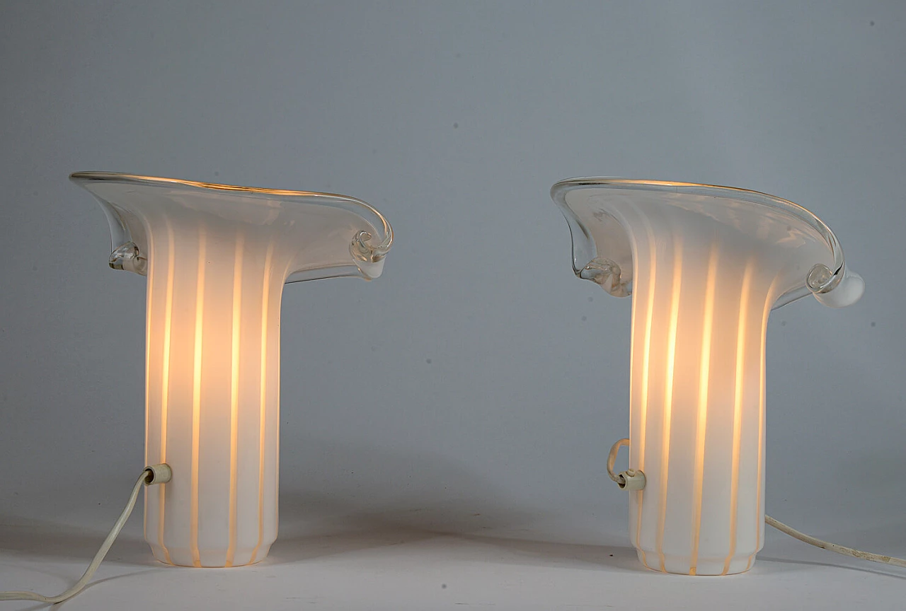 Coppia di lampade da tavolo Calla in vetro di Murano, anni '80 4