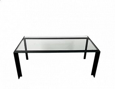 Iron table with crystal top, 1970s