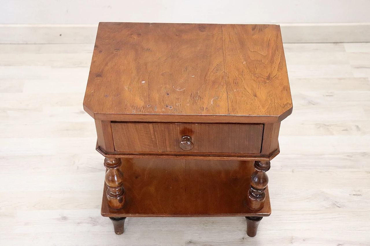 Walnut bedside table with turned legs, 19th century 2