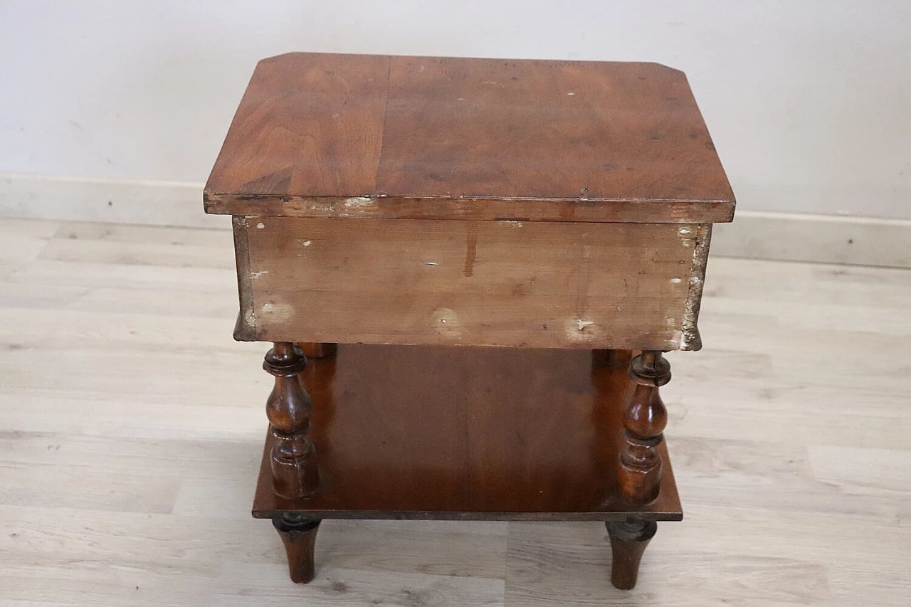 Walnut bedside table with turned legs, 19th century 6