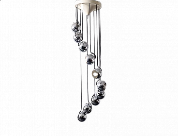 Chromed steel chandelier by Goffredo Reggiani, 1960s