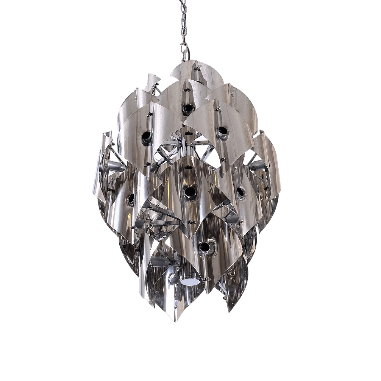 Chromed metal chandelier, 1970s 14