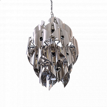 Chromed metal chandelier, 1970s