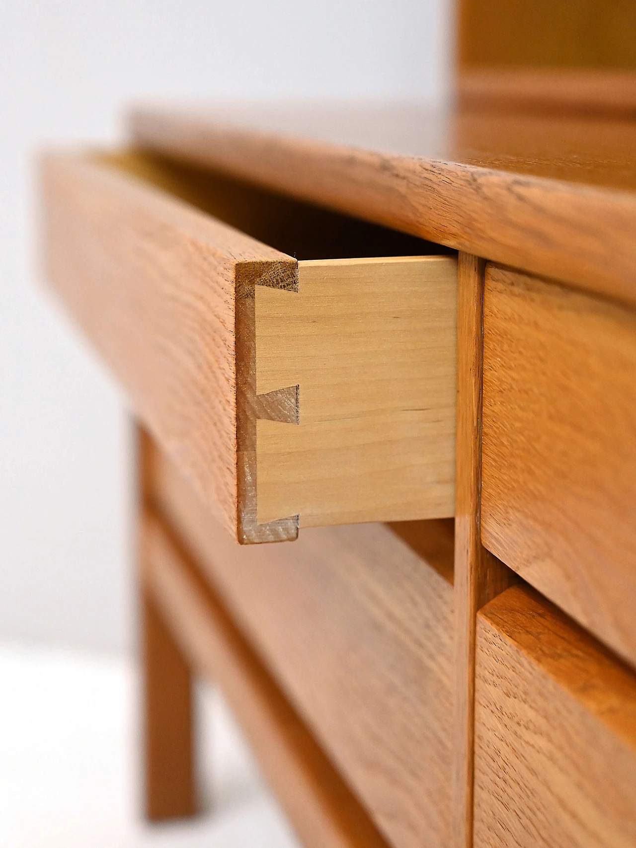 Oak bookcase with shelves and drawers, 1960s 11