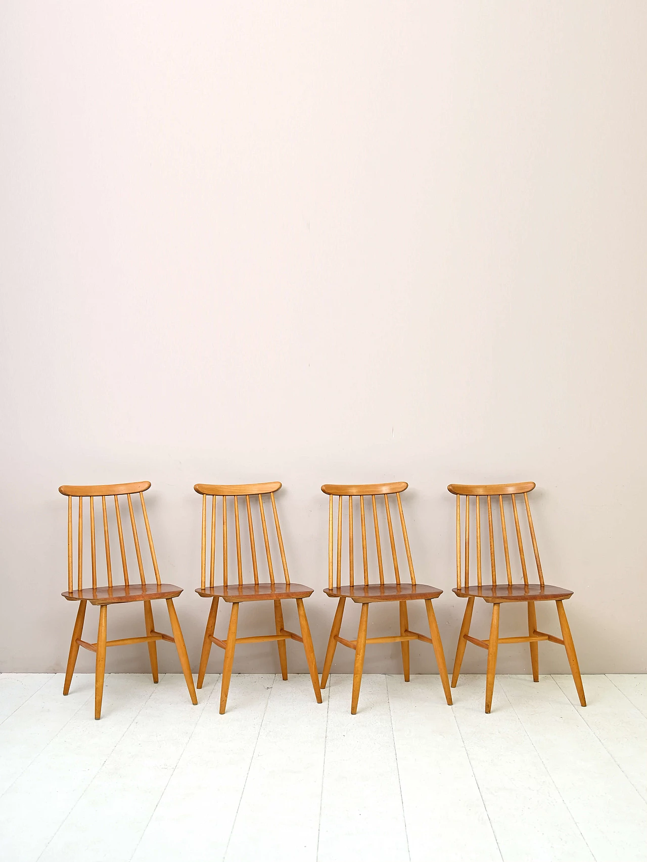 4 Pinnstol teak chairs by Edsby Verken, 1960s | intOndo
