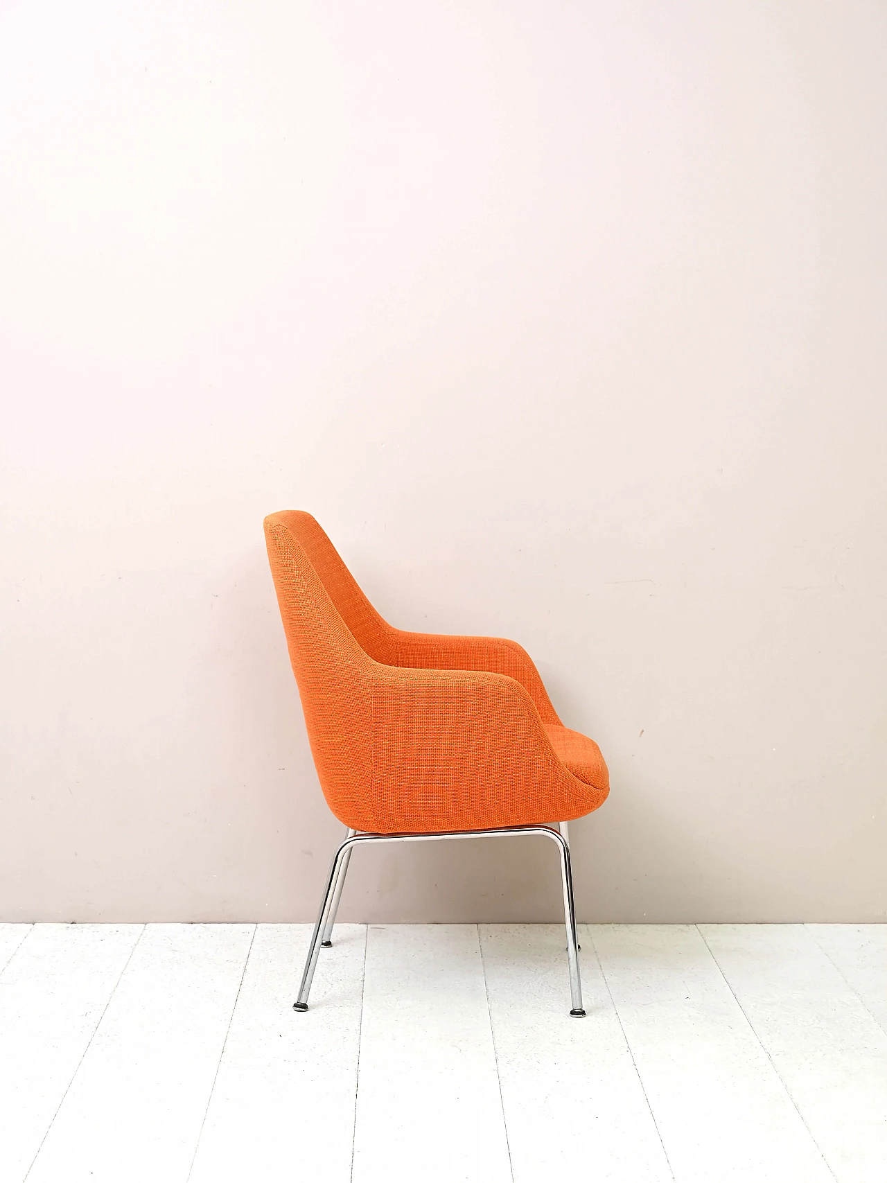 Poltrona in acciaio e tessuto arancione, anni '70 2