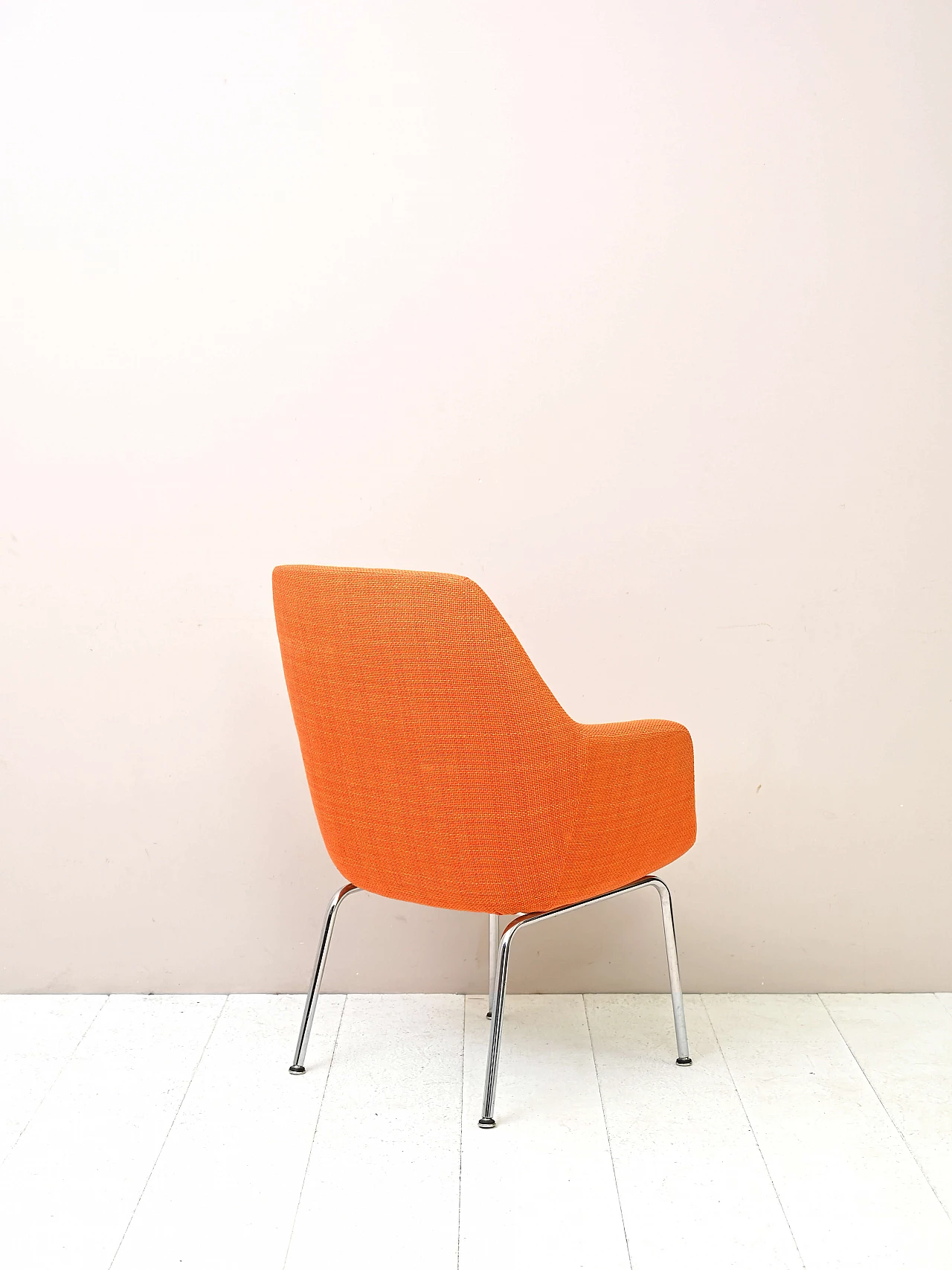 Poltrona in acciaio e tessuto arancione, anni '70 3