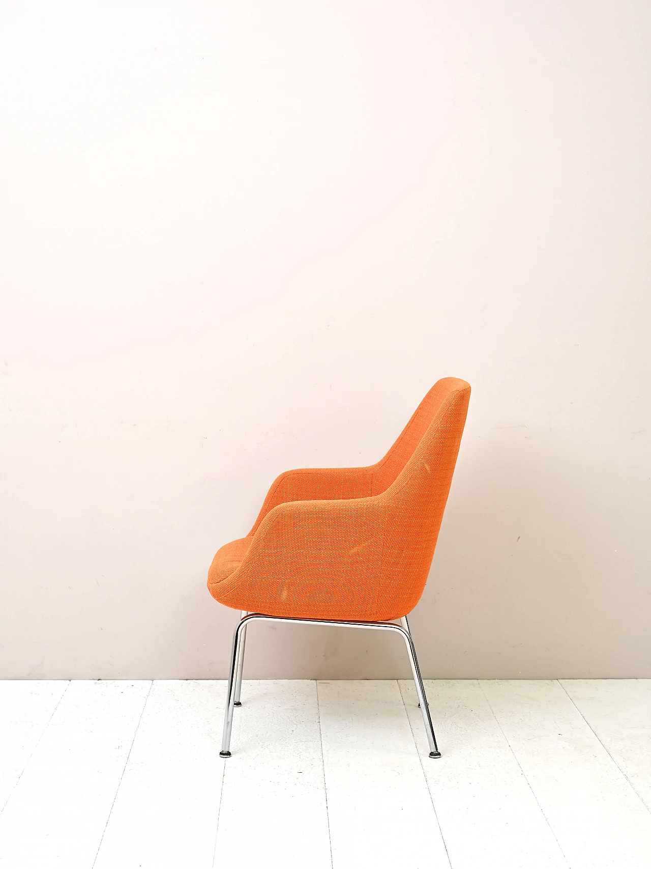 Poltrona in acciaio e tessuto arancione, anni '70 4